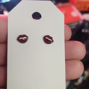 Red Lip Stud Earrings